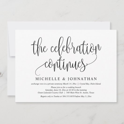 De viering gaat door, trouwfeest kaart (Voorkant)