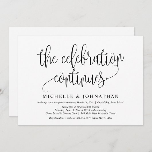 De viering gaat door, trouwfeest kaart (Voorkant / Achterkant)