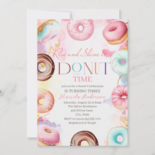 De viering van de donattime waterverf wordt drie kaart (Voorkant)