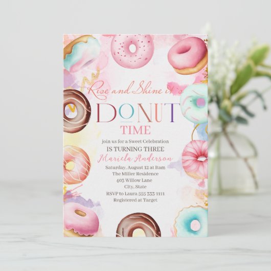 De viering van de donattime waterverf wordt drie kaart (Staand voorkant)