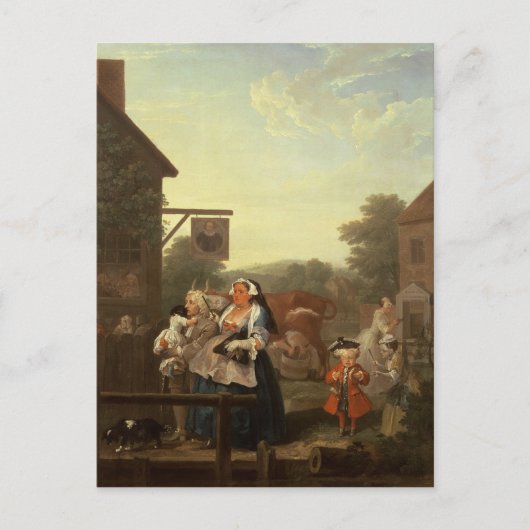 De viermaal van de dag: Avond, 1736 Briefkaart (Voorkant)