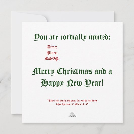 "De Vigil" ~  kerstuitnodiging Kaart (Achterkant)