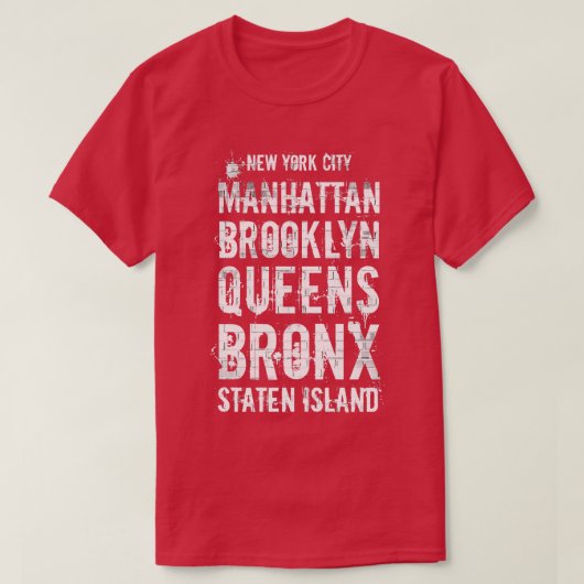 De vijf boroughs NYC T-shirt (Design voorkant)