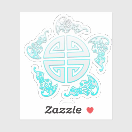 De vijf Chinese gelukszegeningen; geluk, genezen Sticker (Vel)