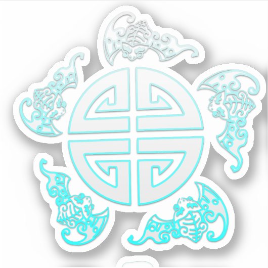 De vijf Chinese gelukszegeningen; geluk, genezen Sticker (Voorkant)