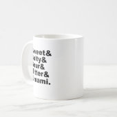 De vijf gebaren | Zuurzure bitter en umami Koffiemok (Voorkant links)