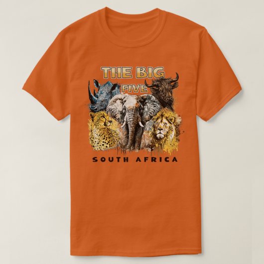 De vijf grote Zuid-Afrikaanse dieren per jaar T-shirt (Design voorkant)