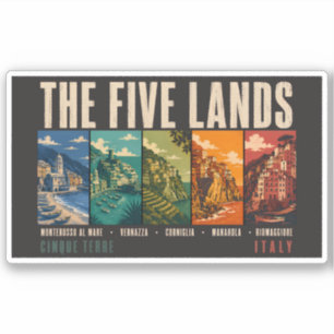 De vijf landen Cinque Terre Italië Illustratie Sticker