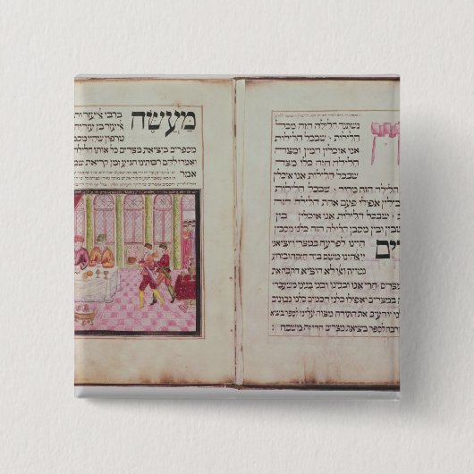 De vijf rabbijn van Bne Brak Vierkante Button 5,1 Cm (Voorkant)