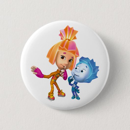 De vijf | Simka en Nolik Ronde Button 5,7 Cm (Voorkant)