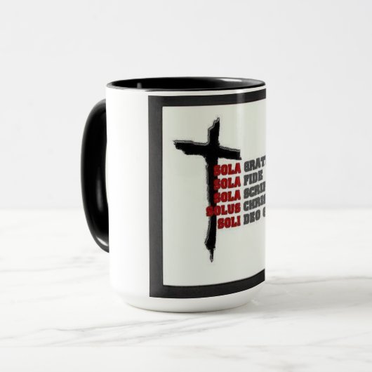 De VIJF SOLAS. Mok (Voorkant links)