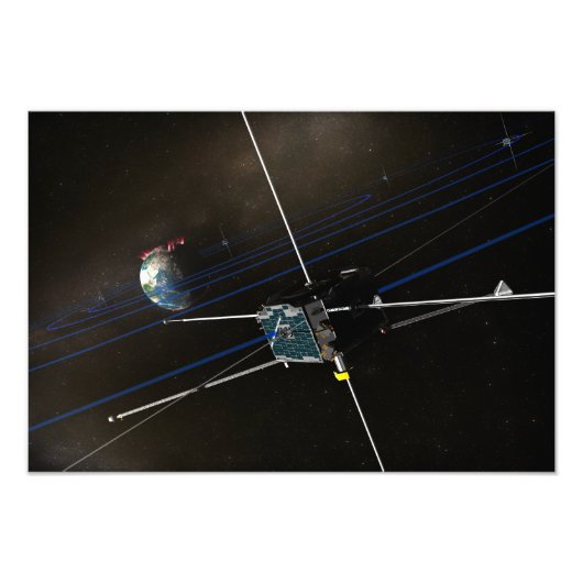 De vijf THEMIS-ruimtevaartuigen in een baan om de Foto Afdruk (Voorkant)