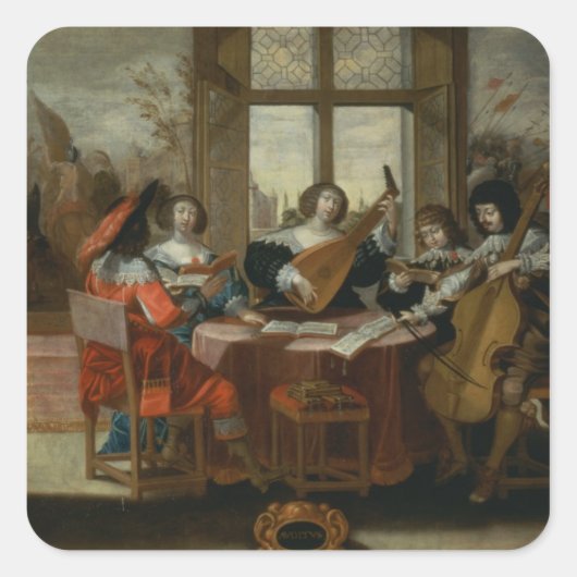 De vijf zintuigen - het horen vierkante sticker (Voorkant)