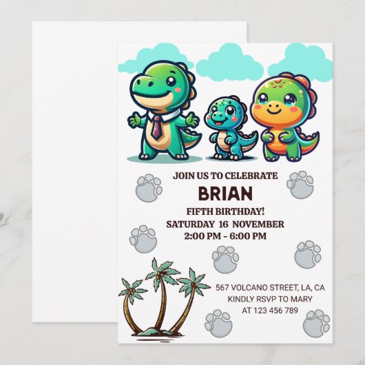 De vijfde verjaardag van Brian Kaart (Voorkant / Achterkant)