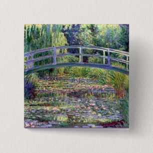 De vijver van de Waterlelie door Claude Monet Vierkante Button 5,1 Cm
