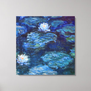 De Vijver van de waterlelie in Blauw Fijn Art. Canvas Afdruk