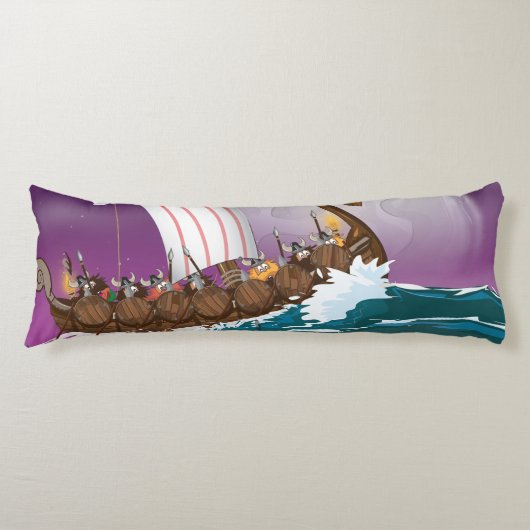 De Viking Ship Cartoon Lichaamskussen (Voorkant)