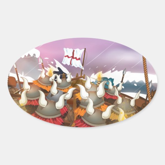 De Vikingen Ovale Sticker (Voorkant)
