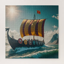 De Vikinglongship snijdt door de golven