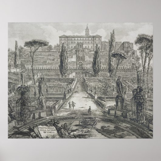 De Villa d'Este in Tivoli (graving) Poster (Voorkant)