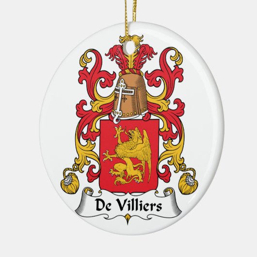 De Villiers Family Crest Keramisch Ornament (Links)
