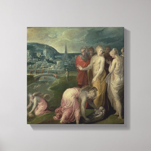 De vinding van Mozes (olie op doek) Canvas Afdruk (Voorkant)