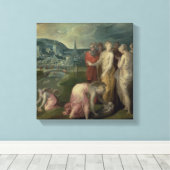 De vinding van Mozes (olie op doek) Canvas Afdruk (Insitu (Houten vloer))