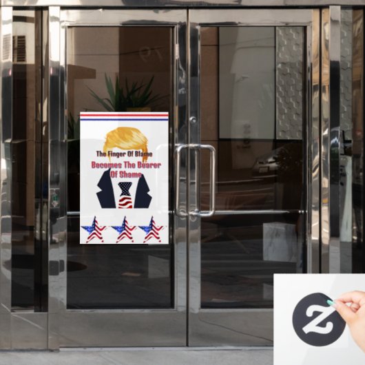 De vinger van de schuld Trump Window Cling Raamsticker (Kantoordeur)