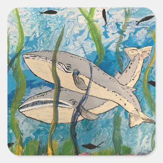 DE VINNEN WALVISSEN VIERKANTE STICKER