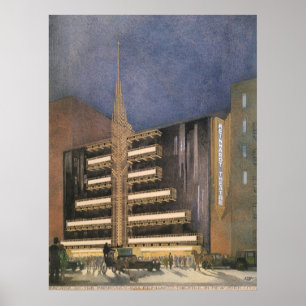 De vintage Architectuur van het Art deco, die NYC Poster