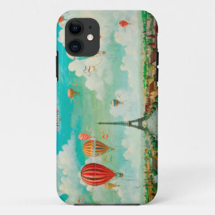 De vintage ballons van PixDezines/Eiffel/Parijs iPhone 11 Hoesje