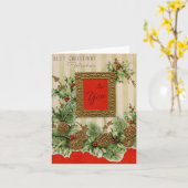 De vintage Beste Wensen van Kerstmis Kaart (Gele Bloem)