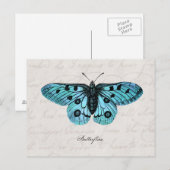 De vintage Blauwgroen Blauwe Illustratie van de Briefkaart (Voorkant / Achterkant)