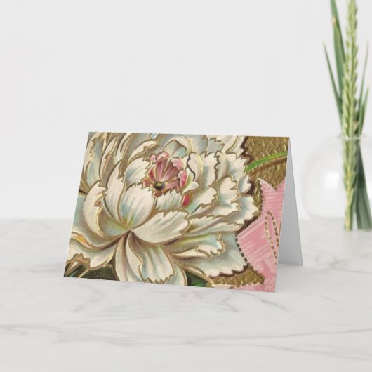 De vintage Bloem van de Pioen Kaart (Voorkant)
