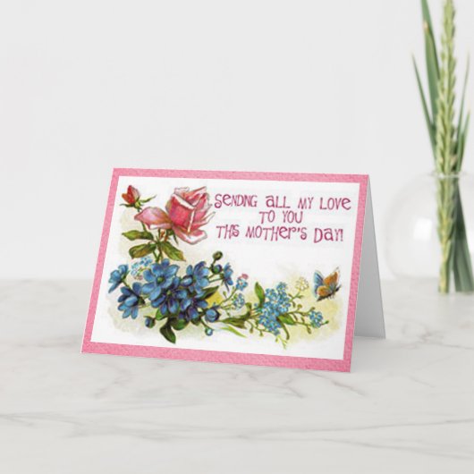 De vintage Bloemen van de Moederdag Kaart (Voorkant)