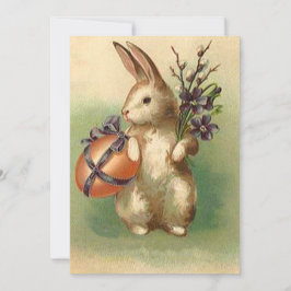 De vintage Bloemen van het Paasei van de Paashaas Feestdagenkaart