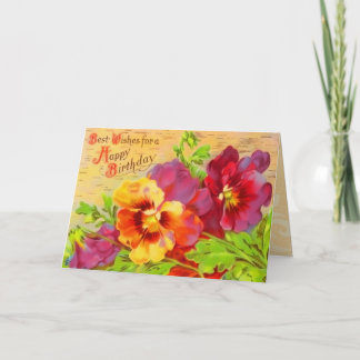 De vintage BloemenKaart van de Verjaardag Kaart