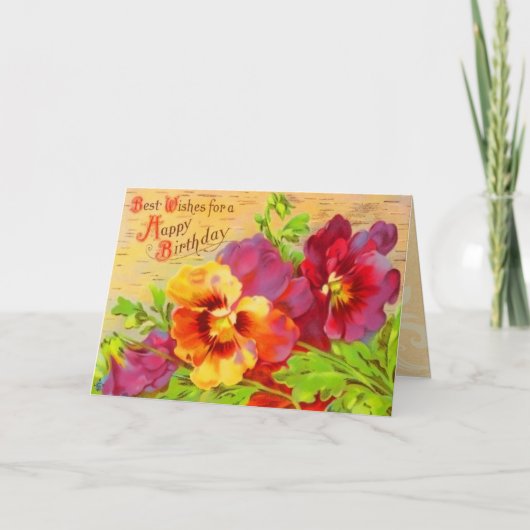 De vintage BloemenKaart van de Verjaardag Kaart (Voorkant)