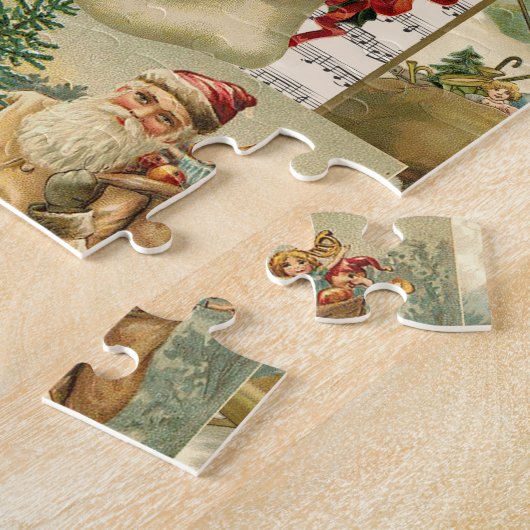 DE VINTAGE COLLAGE VAN KERSTMIS LEGPUZZEL (Zijkant)