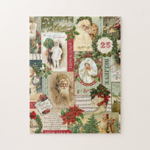 DE VINTAGE COLLAGE VAN KERSTMIS LEGPUZZEL