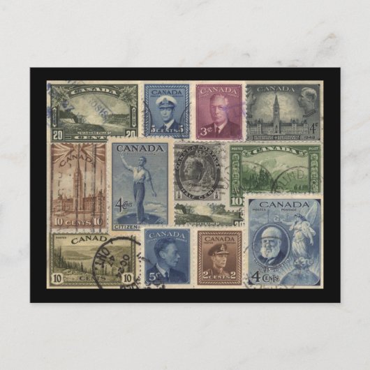 De vintage Collage van Zegels Briefkaart (Voorkant)