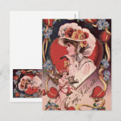 De vintage Dame van Valentijn Feestdagenkaart (Voorkant / Achterkant)