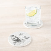 De vintage die verscheept Gepersonaliseerd Zandsteen Onderzetter (Zijkant)