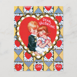 De vintage Driehoeken en de Harten van Valentijn Feestdagenkaart