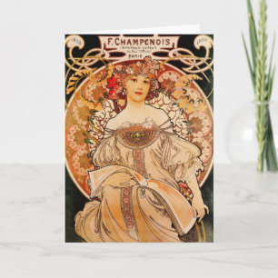 De vintage Druk van Mucha van de Jugendstil Kaart