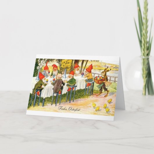 De vintage Duitse DwergKaart van Pasen Feestdagen Kaart (Voorkant)