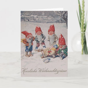 De vintage Duitse Kerstkaart van de Elf van Feestdagen Kaart