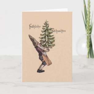 De vintage Duitse Kerstkaart van de Gnoom Feestdagen Kaart