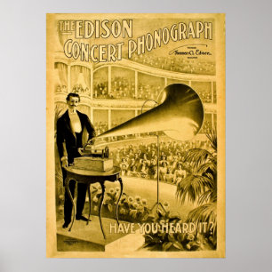 De Vintage Edison Concert Phonograph Advert Poster