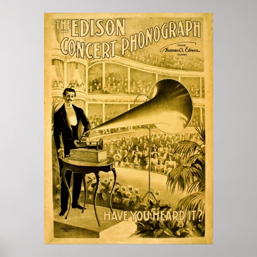 De Vintage Edison Concert Phonograph Advert Poster (Voorkant)